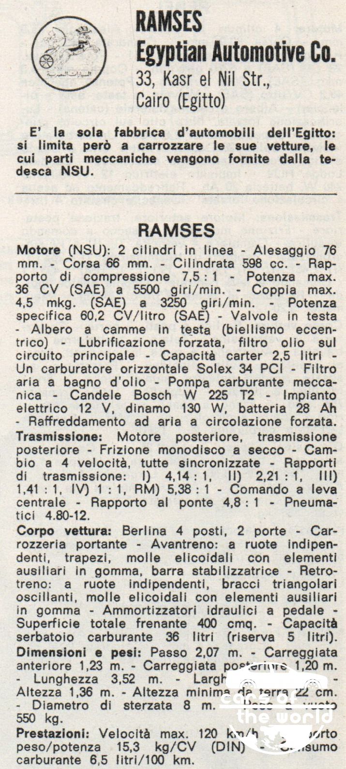 Ramsis (Ramses) III Sedan Model 1967 _1967II_technical specification